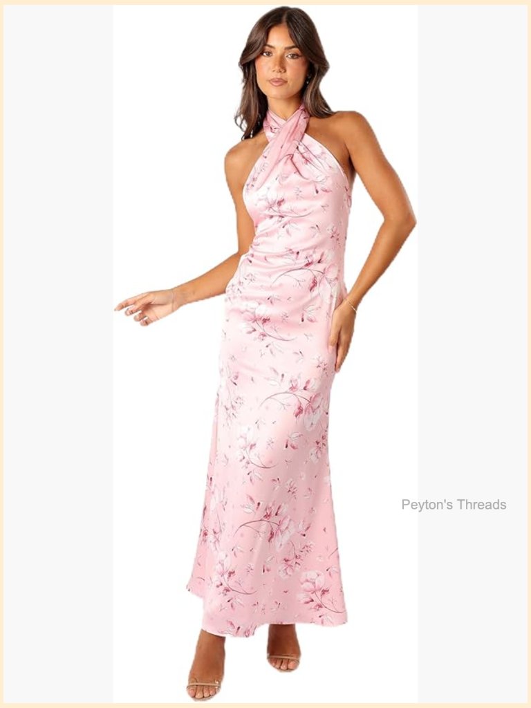 Maxi Dress, Halter Neck, Sleeveless, Bodycon, Back Zip, Formal Occasion